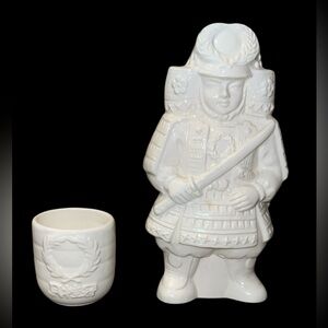 Vtg Gekkeikan Sake Bottle Vase Shot Glass Kokeshi Japan Soldier Decanter Japan